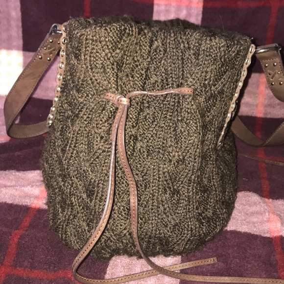 The Sak Brown Knit Sweater Purse with Leather Trim - Picture 10 of 16